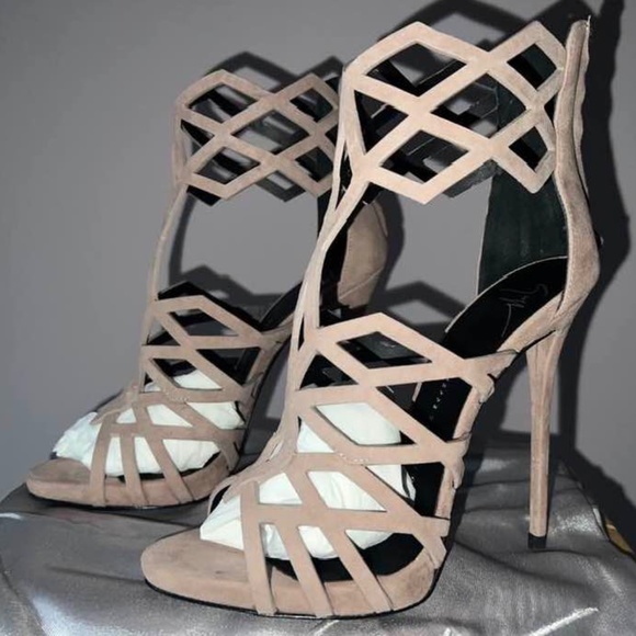 GIUSEPPE ZANOTTI COLINE 110 NIB Cage Suede Sandals Size 37 (Orig. $1195) - Picture 1 of 12